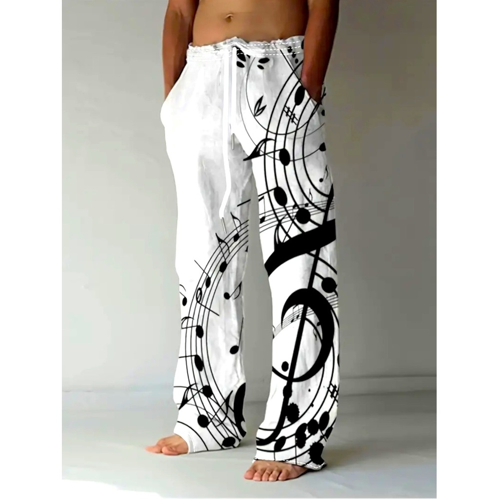 Musical Notes Drawstring Wide Leg Casual Pants (NWT) Unisex
